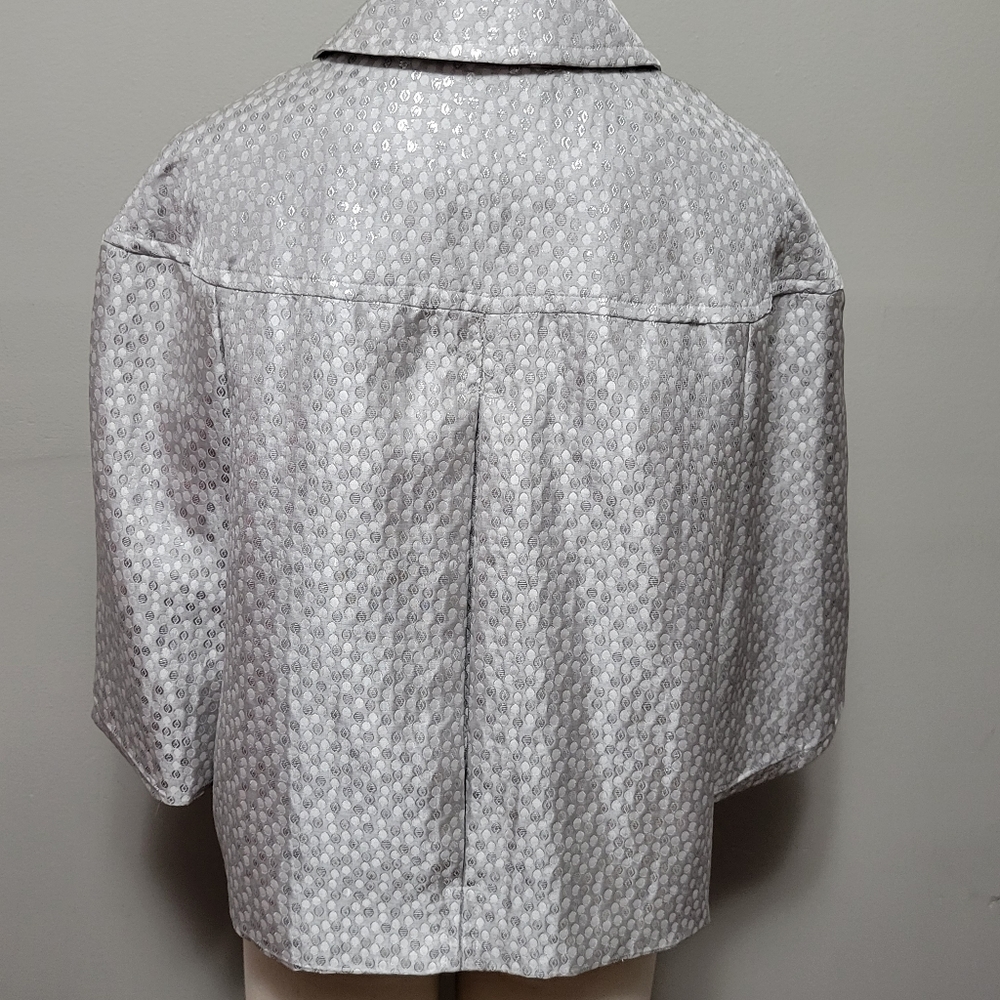 Lane Bryant metallic silver jacquard polka dot blazer size 14 - Picture 5 of 6